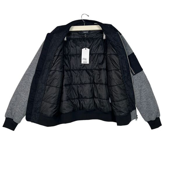 New Wesc Mumel Men Wool Bomber US M Gray Black Colorblock Flannel Jacket Unisex - Picture 5 of 13